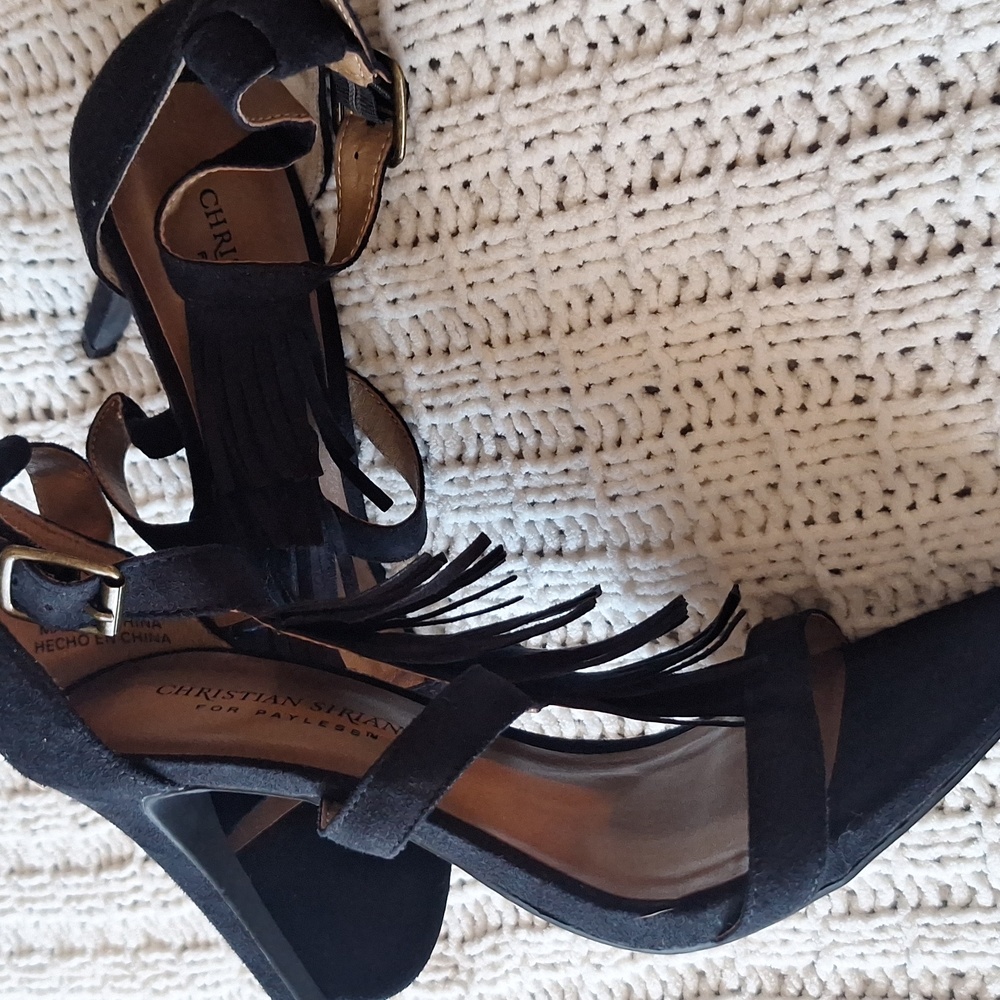 Christian Siriano Black Fringe Heels Size 7.5 NWOT - Picture 8 of 11